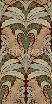 Contemporary leopard wallpaper with a realistic botanical sanctuary design.