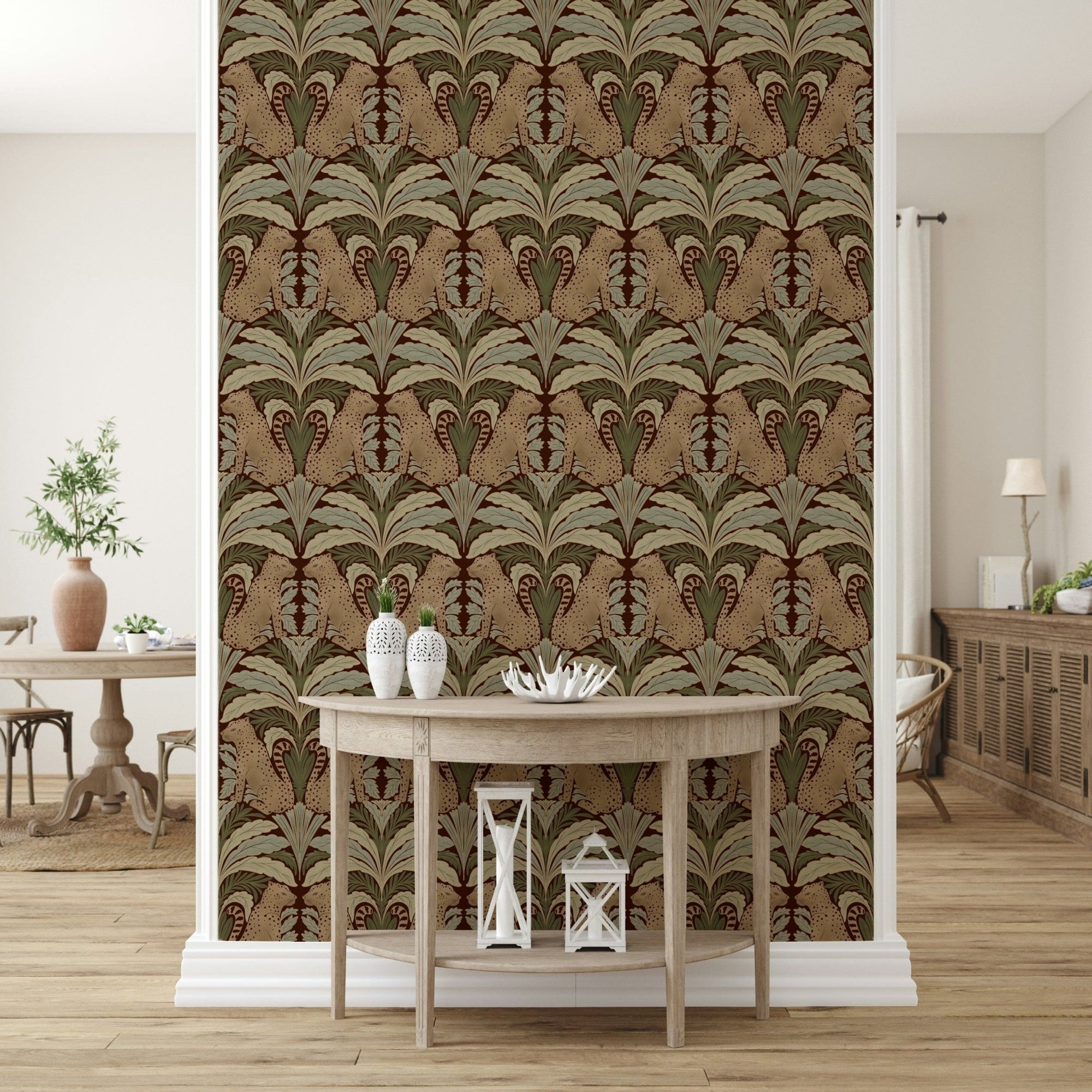 Leopard's Eden: A Botanical Sanctuary Wallpaper for a bold feature wall., GD2196