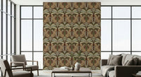 Intricate nature wall mural featuring wild animals and tropical flora.