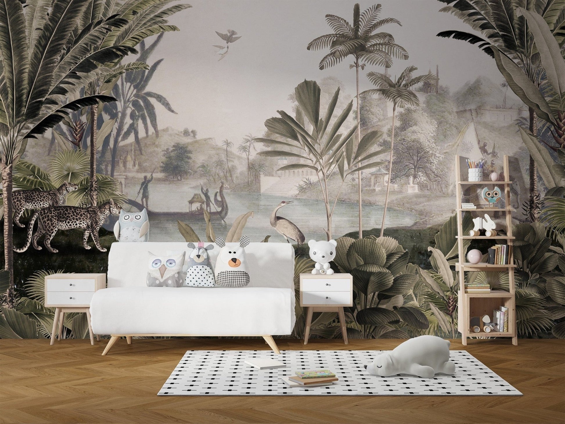 Leopard Landscape with sepia color Jungle wallpaper murals - Giffywalls