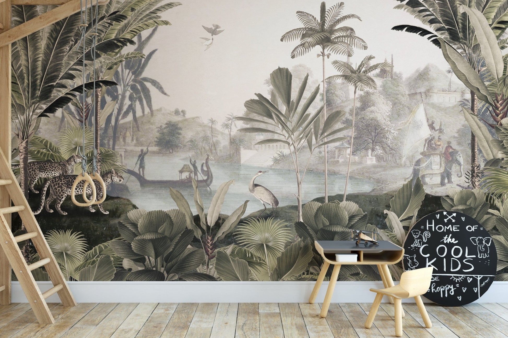 Leopard Landscape with sepia color Jungle wallpaper murals - Giffywalls