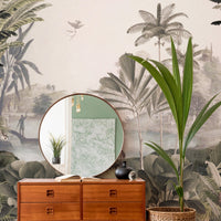 Jungle leopard sepia mural peel and stick wallpaper