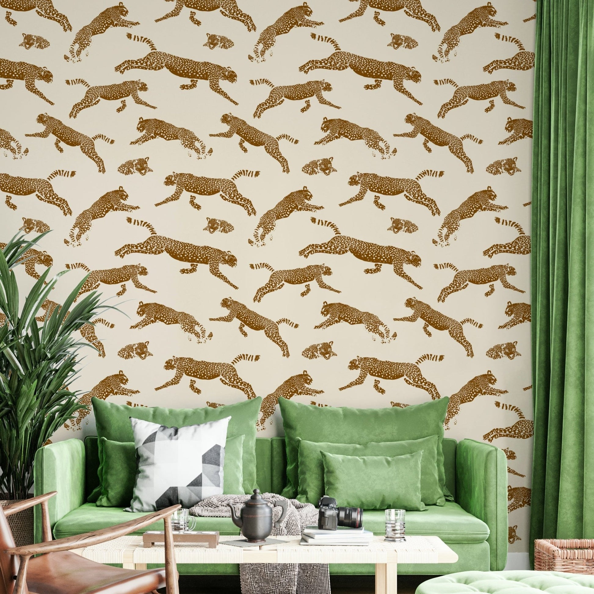 Leopards wallpaper on a wall

