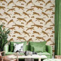 Leopards wallpaper on a wall

