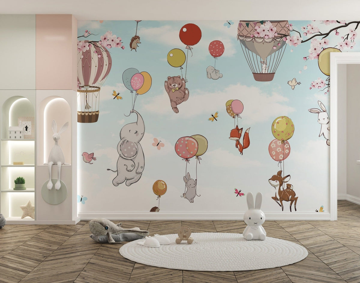 Whimsical Levitating Animals Wallpaper Mural A609