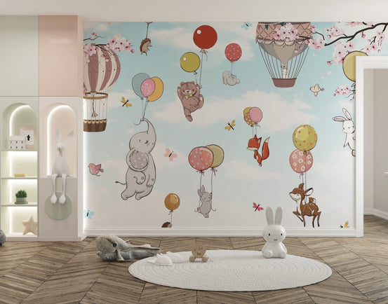 Whimsical Levitating Animals Wallpaper Mural A609