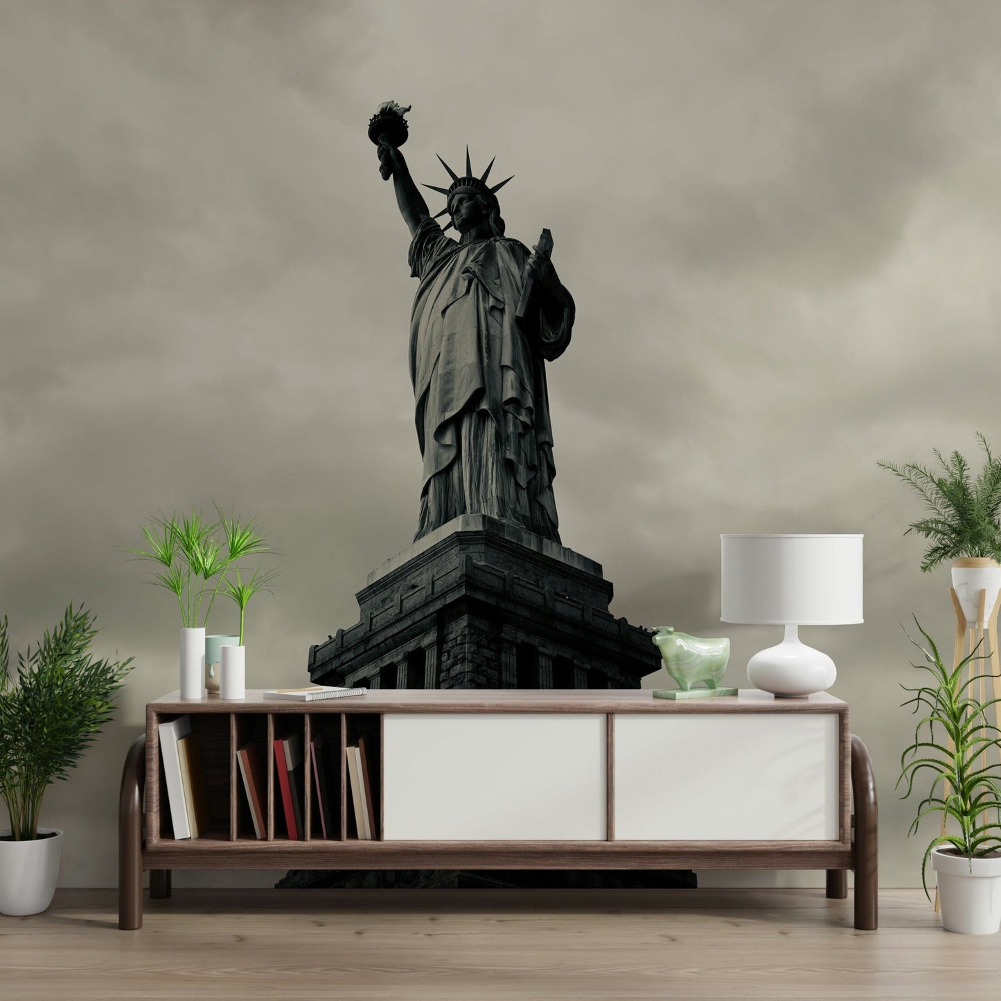Liberty's Monochrome Gaze Wall Mural for a stylish guest suite wallpaper.
