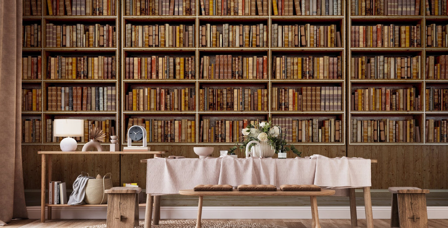 Realistic bookcase wallpaper perfect for reading nooks A652
