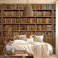 Realistic mural of stacked books for wall decoration A652
