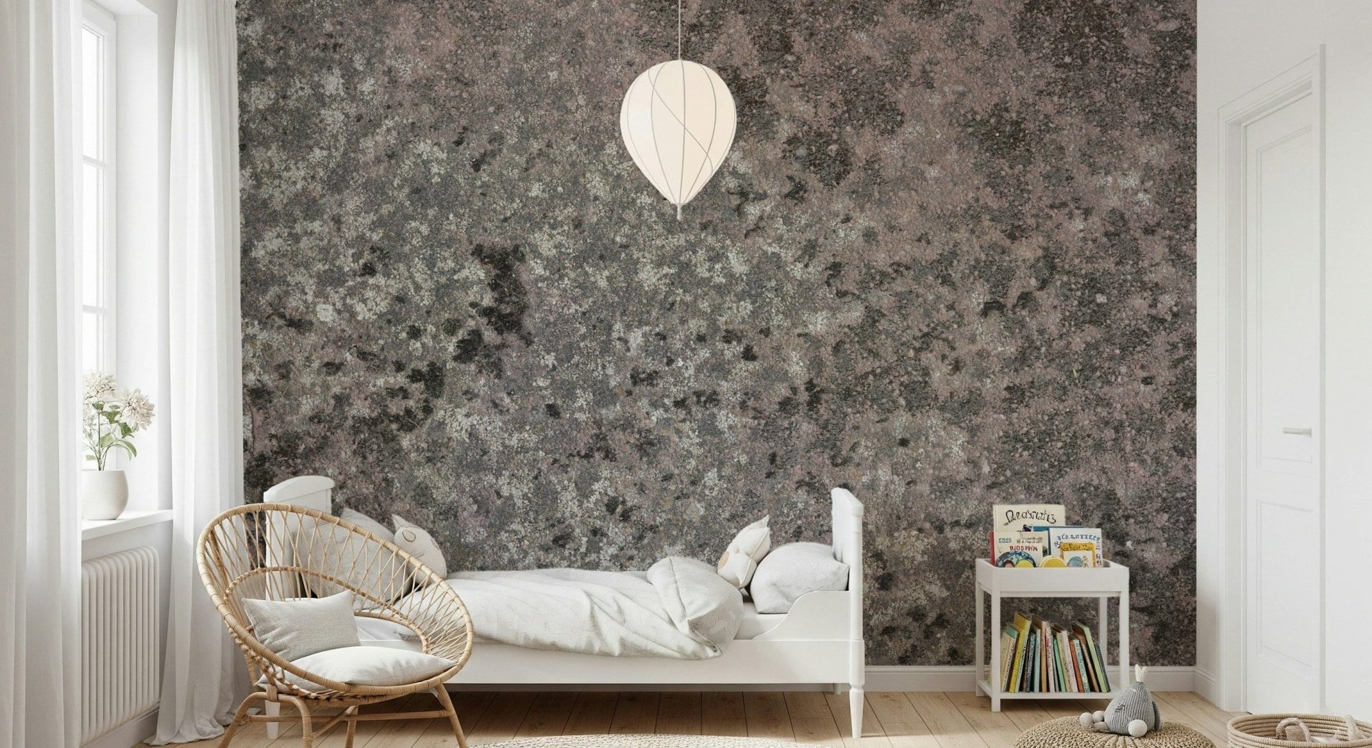 Lichen Bloom Wall Mural close-up, organic green and moss texture detail., GD6091