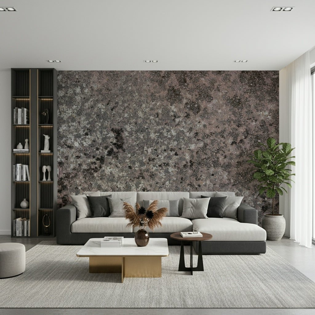 Installation image of the simple-to-apply Lichen Bloom peel and stick wallpaper.