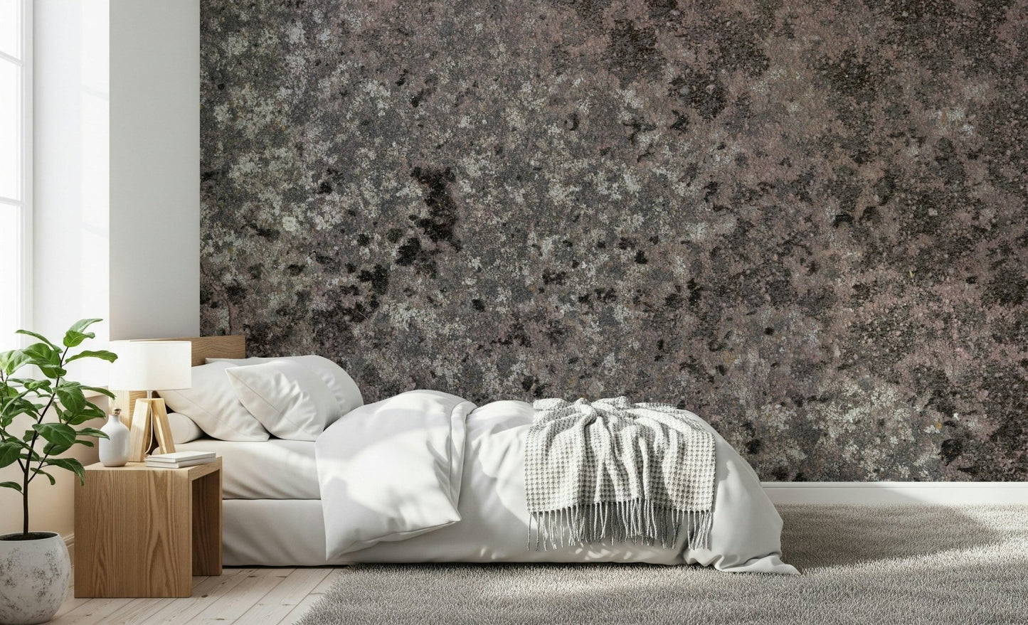 Detail of the soft, flowing texture and subtle shades in the Lichen Bloom design.