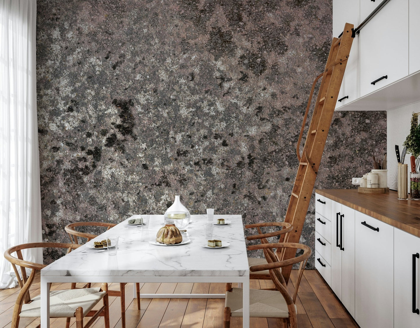 Lichen Bloom wallpaper mural providing a rich, nature-inspired focal point.