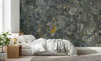 A peaceful modern abstract mural on decorative wallpaper.