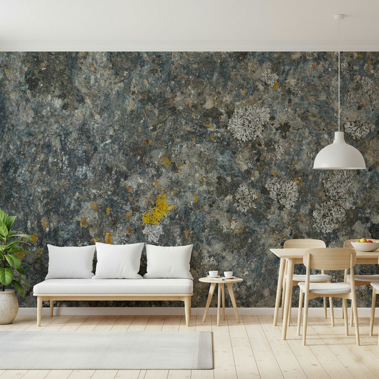 A calming abstract design wallpaper mural that defines a space.