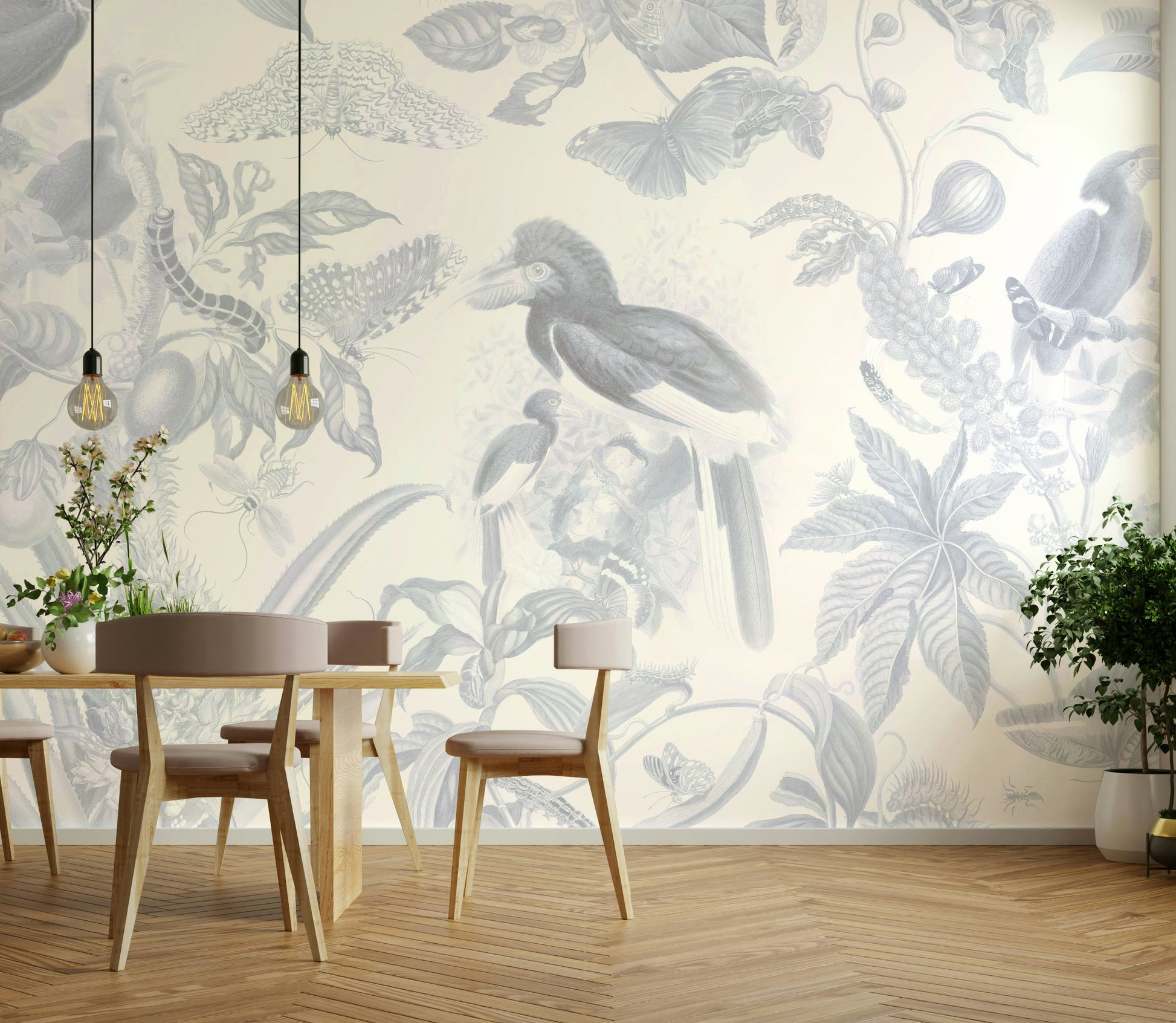 Colorful rainforest scene mural

