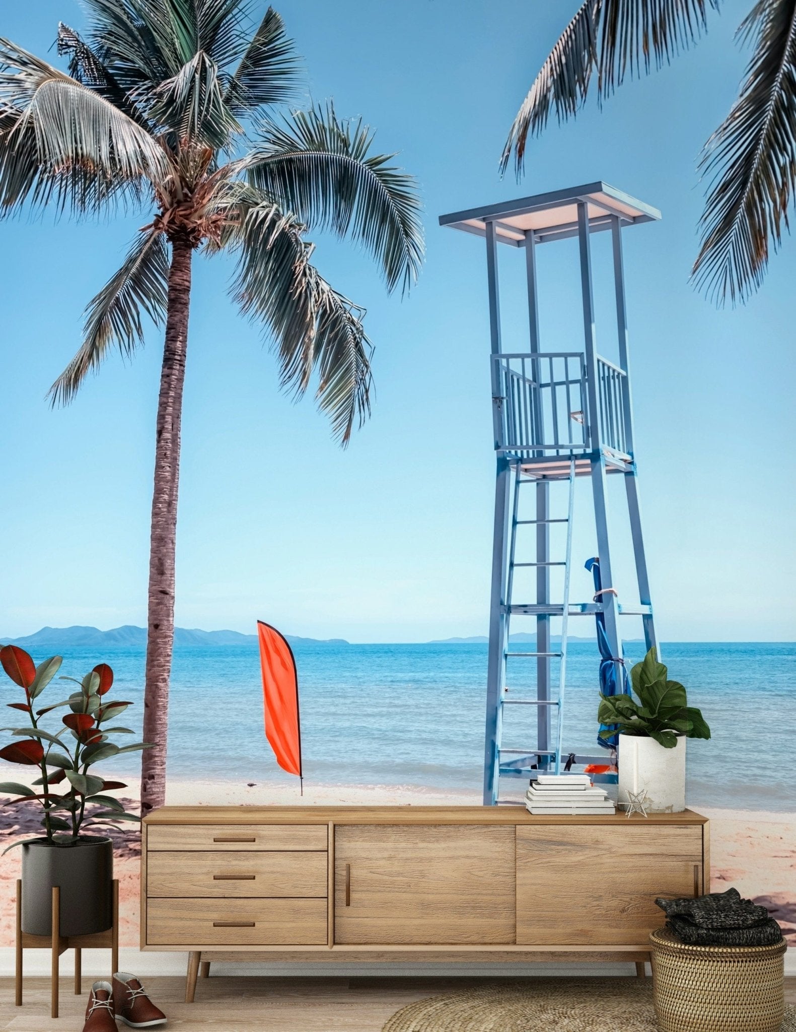 Nautical style Lifeguard's View wall mural for a modern study room.