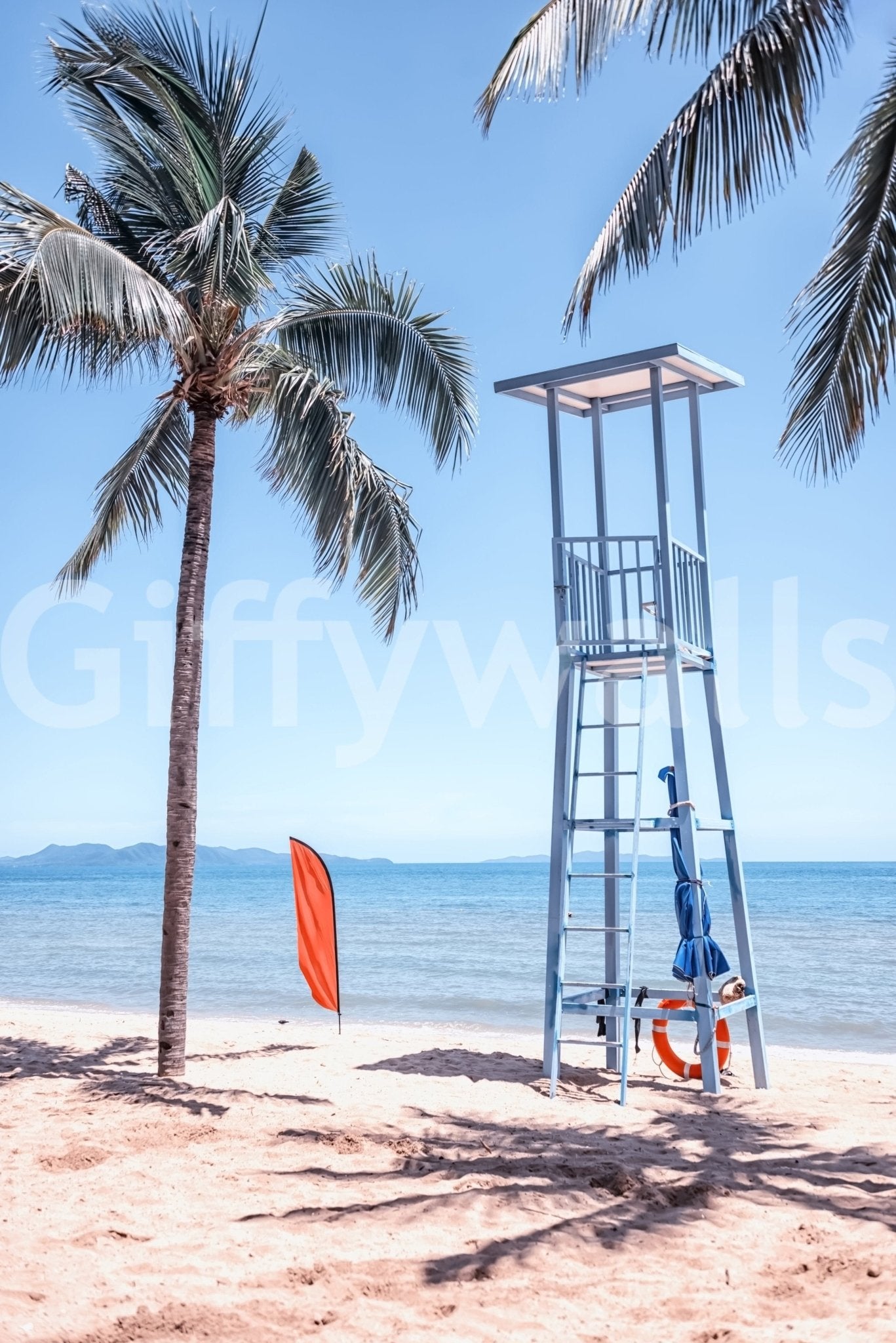 Lifeguard's View wall mural showcasing a peaceful summer beach day.