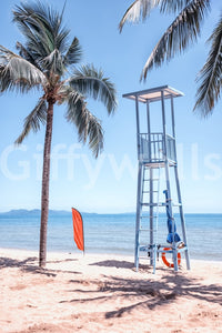 Lifeguard's View wall mural showcasing a peaceful summer beach day.