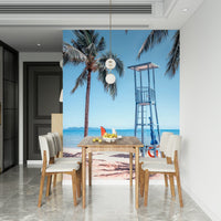Lifeguard's View wallpaper showing a wooden tower on a sandy beach.