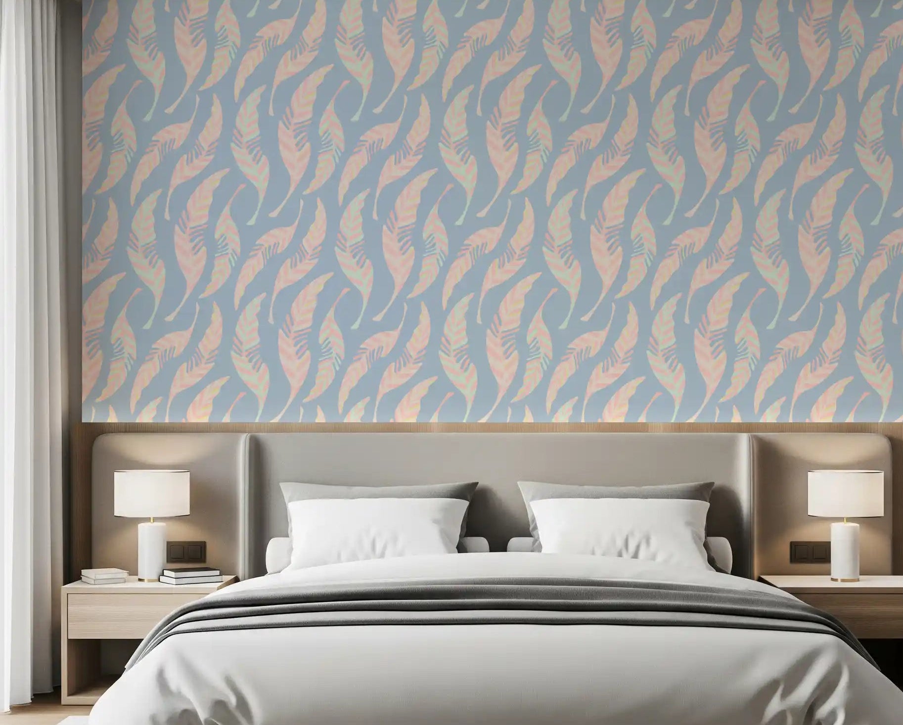 Bedroom Light As A Feather wallpaper soft pink blue pattern, GD9413