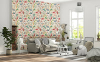 Hallway gains charm using Light Birdwatcher's wallpaper with leafy bird details