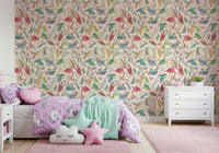Girls room gets a soft look from Light Birdwatcher's wallpaper bird design
