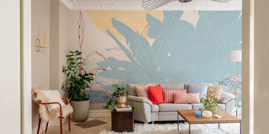 Tropical banana leaf wallpaper design C525