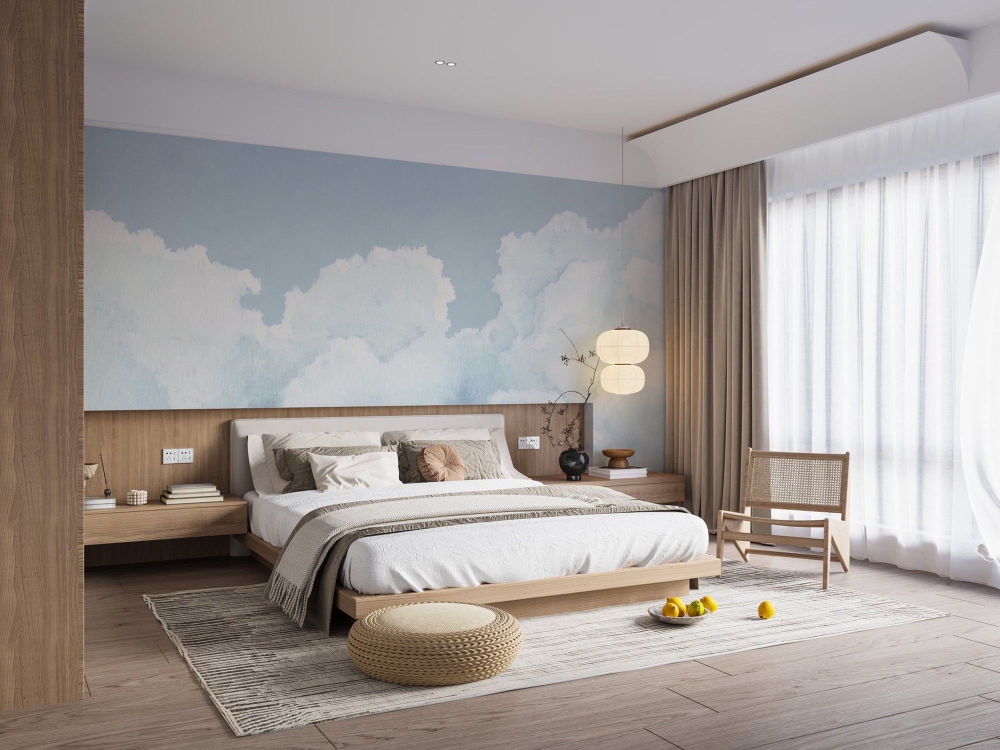 Light Blue Sky Watercolor Wallpaper Mural C407