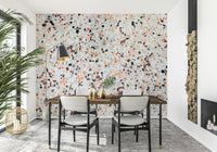 Modern Light Coral Terrazzo scattered chips wall mural decorative use