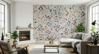 Designer Light Coral Terrazzo high contrast wall mural for interiors