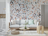 Textural Light Coral Terrazzo stone dust wall mural look detail