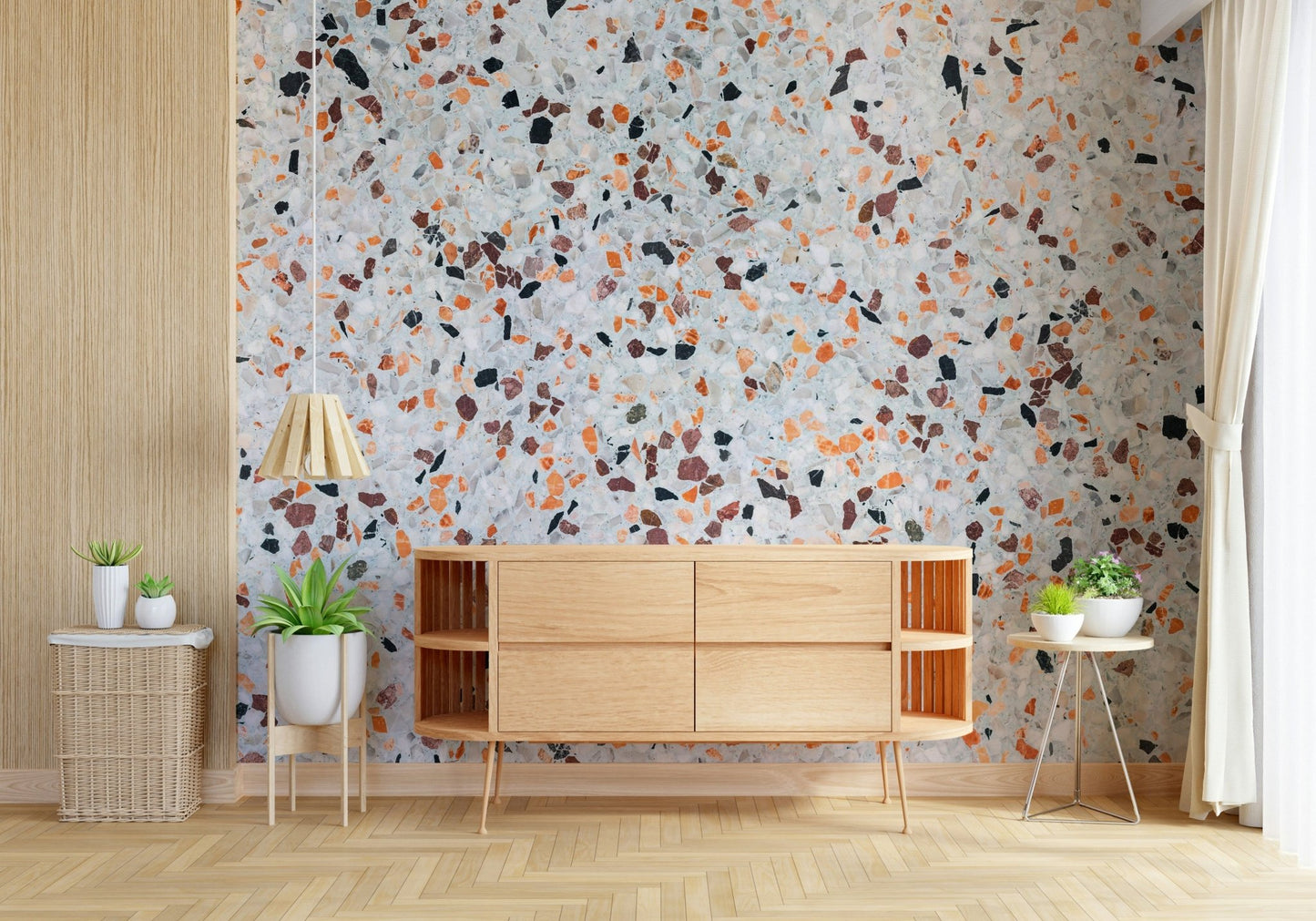 Vivid Terrazzo multicolor granules wallpaper for stylish kitchens