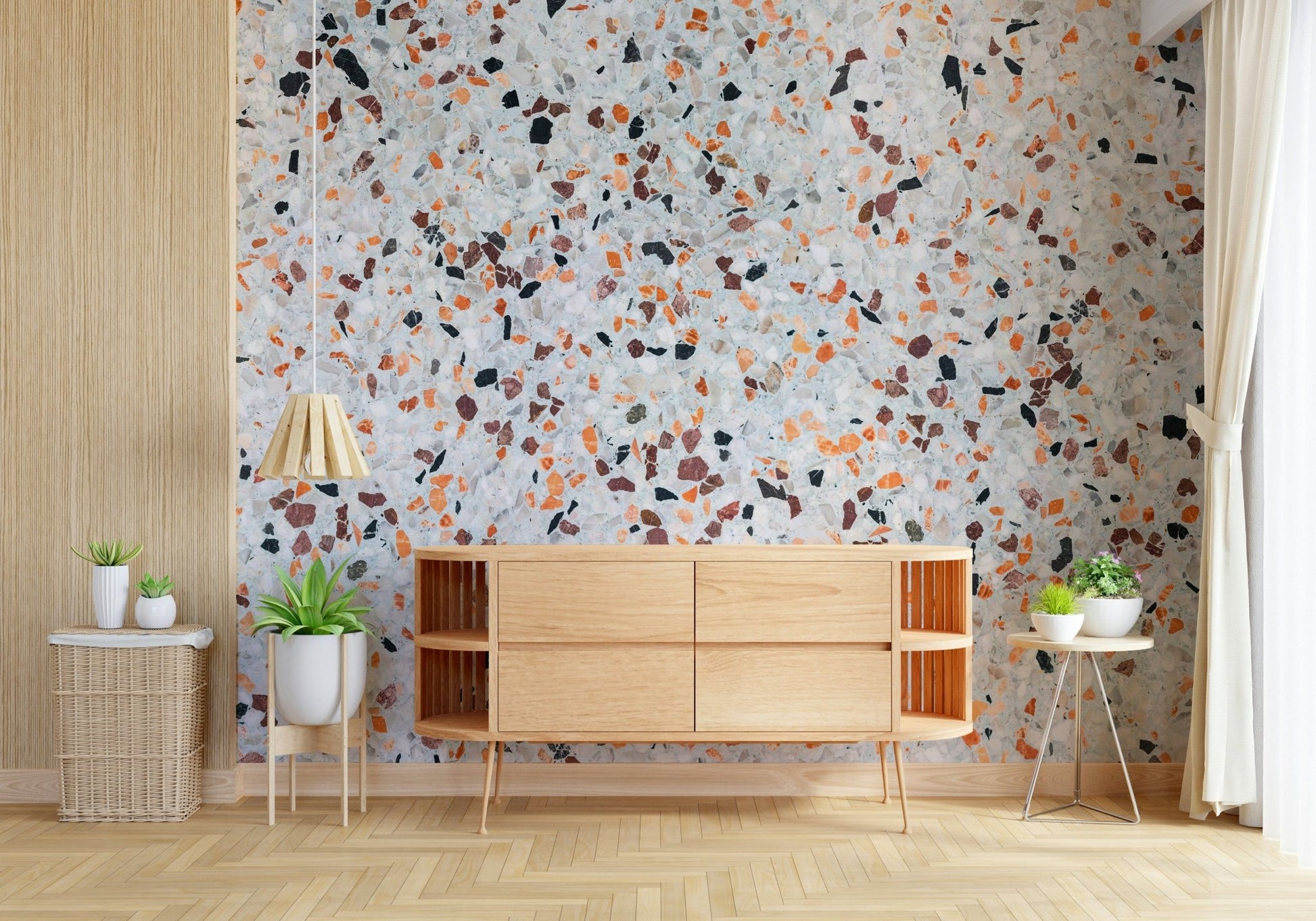 Vivid Terrazzo multicolor granules wallpaper for stylish kitchens