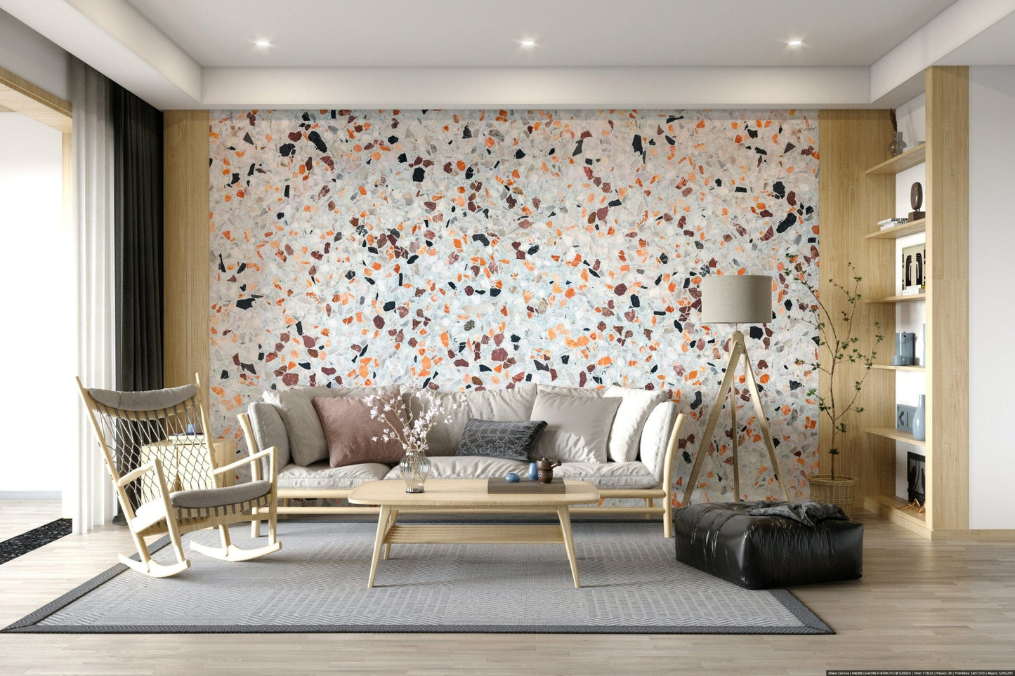 Playful Light Coral Terrazzo tiny shards wall mural texture look