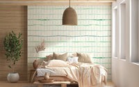 Stylish handdrawn lines wallpaper for green interiors

