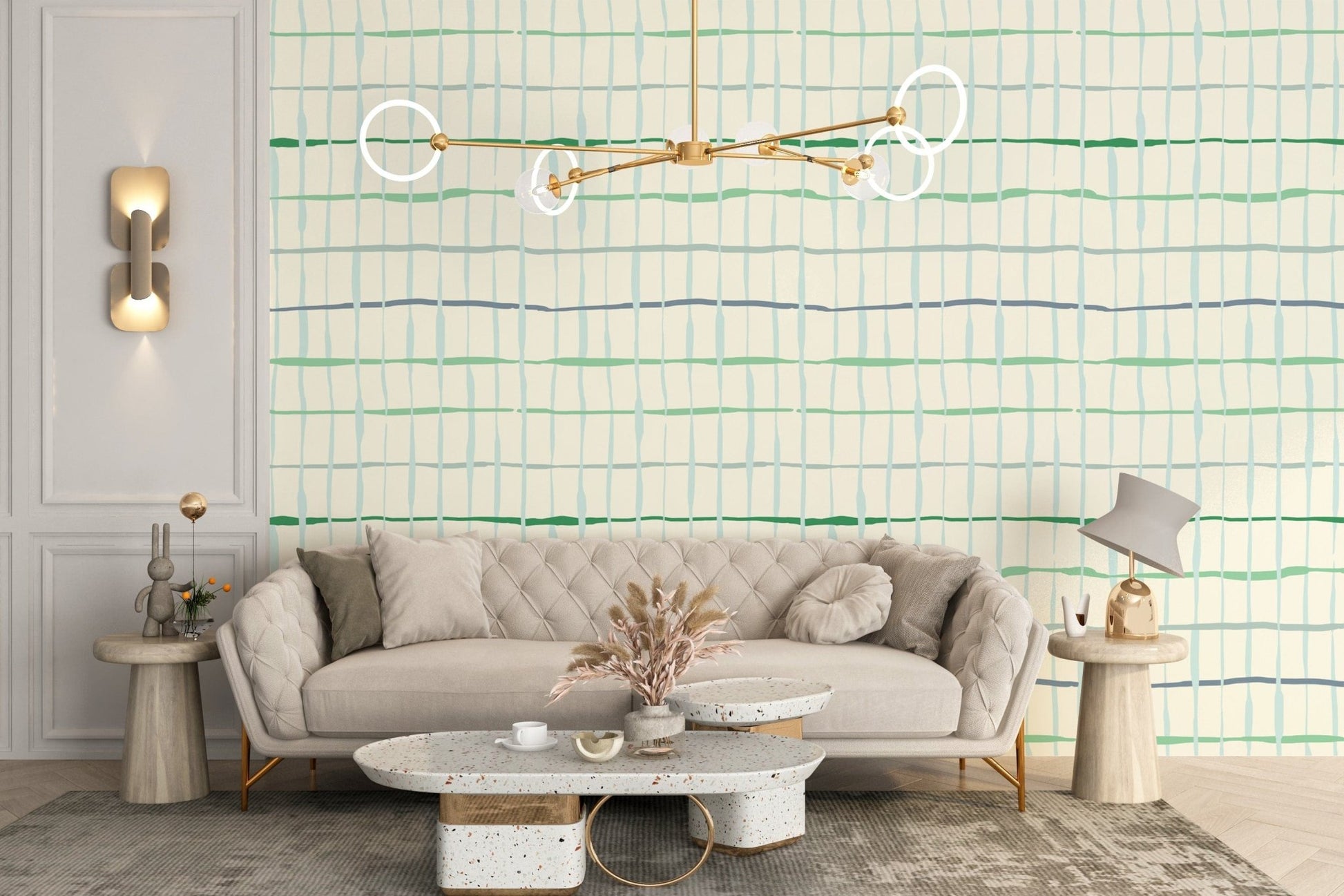 Abstract light green wallpaper featuring handdrawn lines
