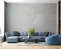 Luxurious abstract mural with pastel gray and gold sheen. A763