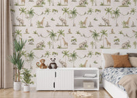 Elephant and giraffe safari wallpaper
