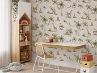 Gender-neutral jungle safari wallpaper
