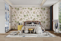 Neutral grey jungle wallpaper design
