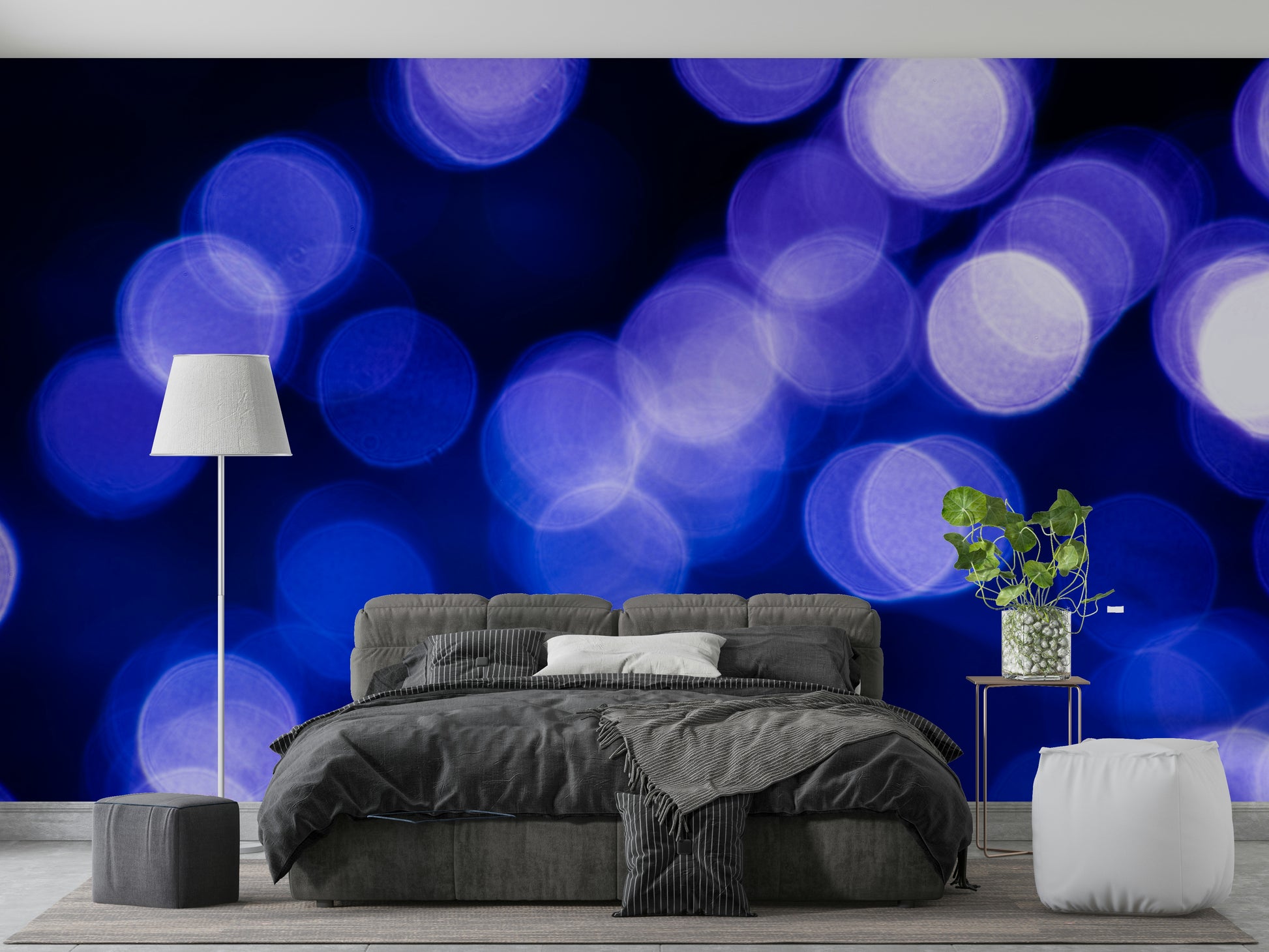 A graceful subtle pattern wall mural in cool, natural tones.

