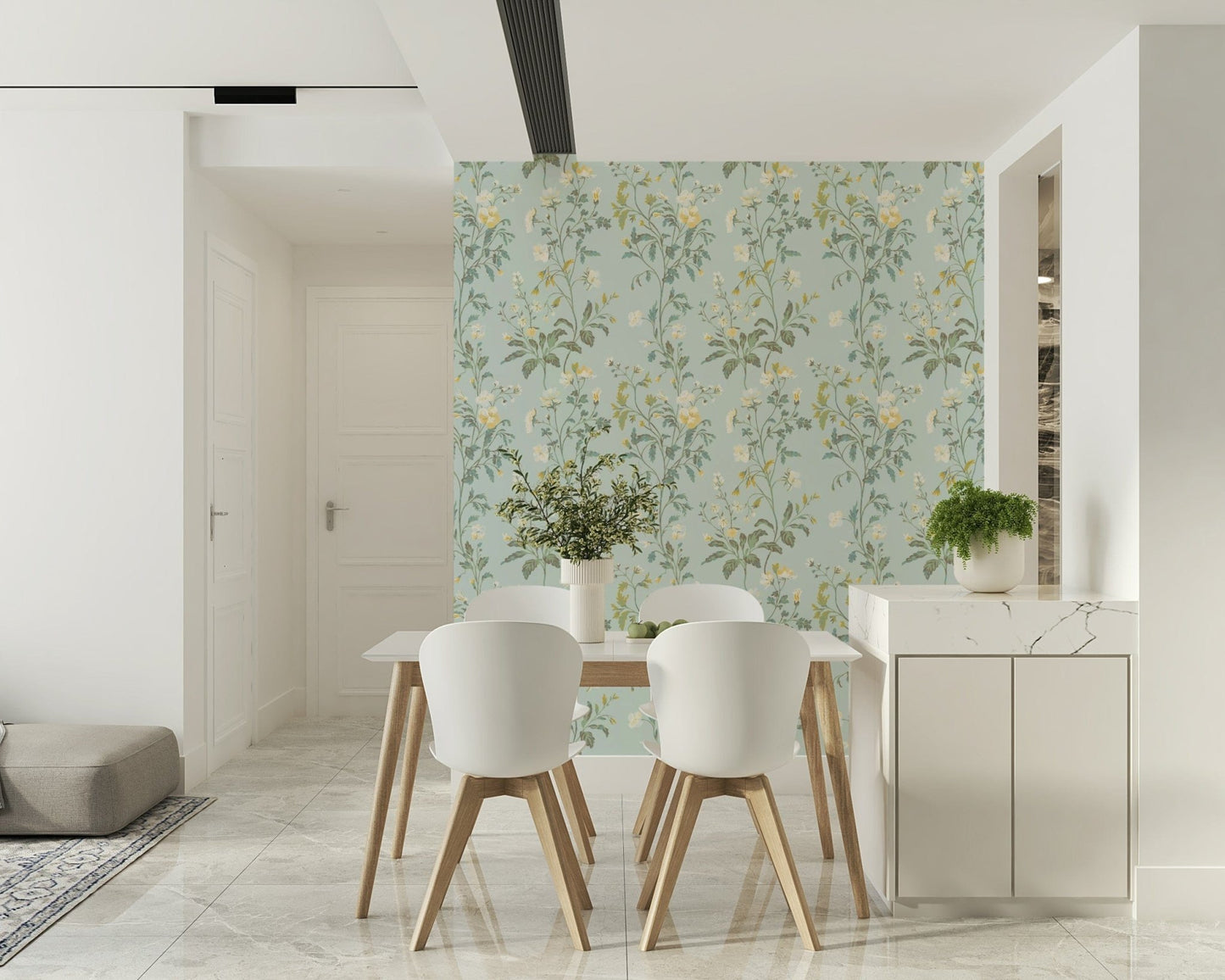 A classic soft floral wallpaper for walls.