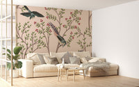 Light pink wall mural with nature’s charm A675
