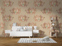 Contemporary tiger zigzag wallpaper in light hues

