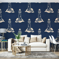 Coastal wallpaper with soft maritime details
