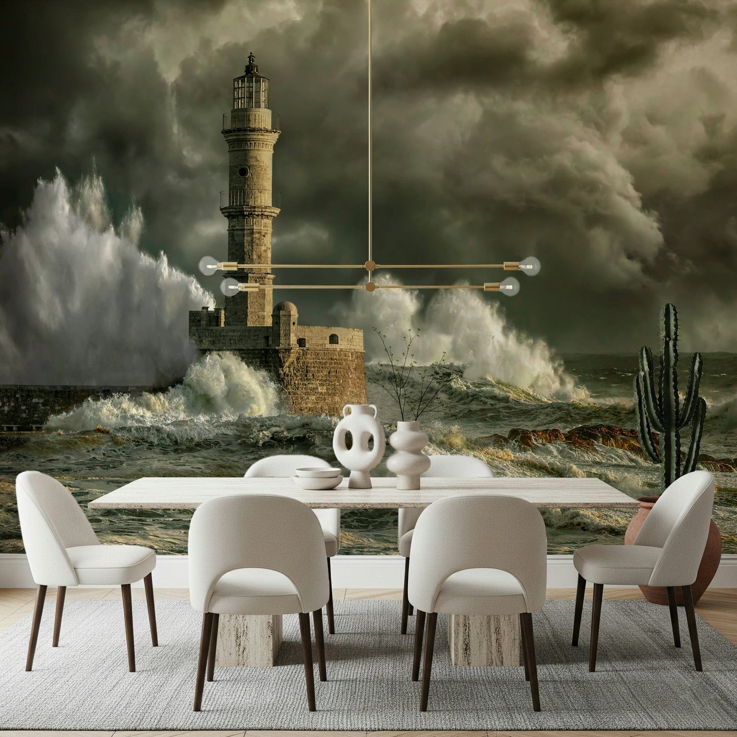 An artistic nature seascape mural for home decor.
