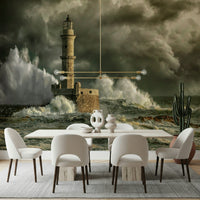 An artistic nature seascape mural for home decor.