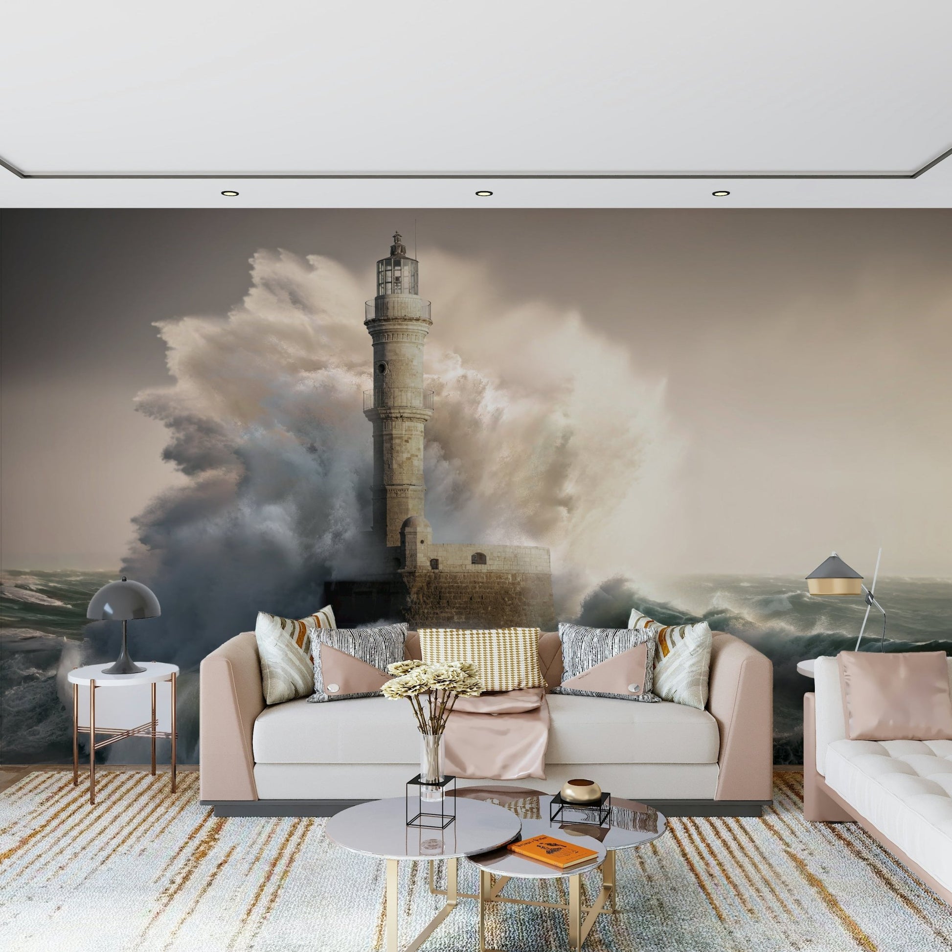 A calming underwater design wallpaper mural that defines a space.