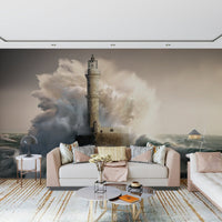 A calming underwater design wallpaper mural that defines a space.